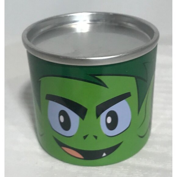 Teen Titans Go Tin Can Set Beast Boy & Raven McDonald's 2023 2" x 1.75" Grn Yel - Picture 2 of 6